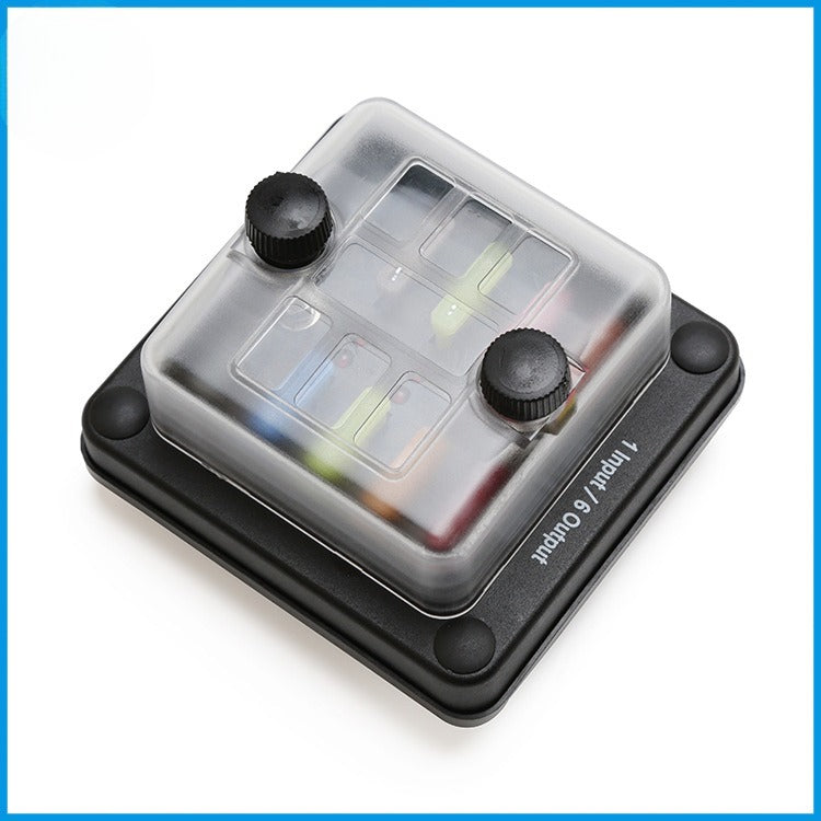 6-Way Waterproof Fuse Block with LED Indicator (1 In 6 Out) - 32V 20A Blade Fuse Box for Marine, Boat, RV, Camper, Truck & Off-Road