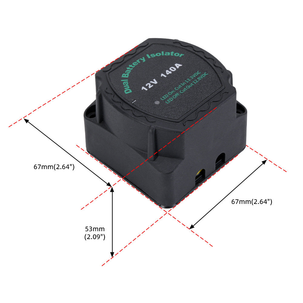 12V 140A Dual Battery Isolator Voltage Sensitive Relay (VSR) for Truck, RV, Marine, Boat, Camper & Off-Road Vehicle