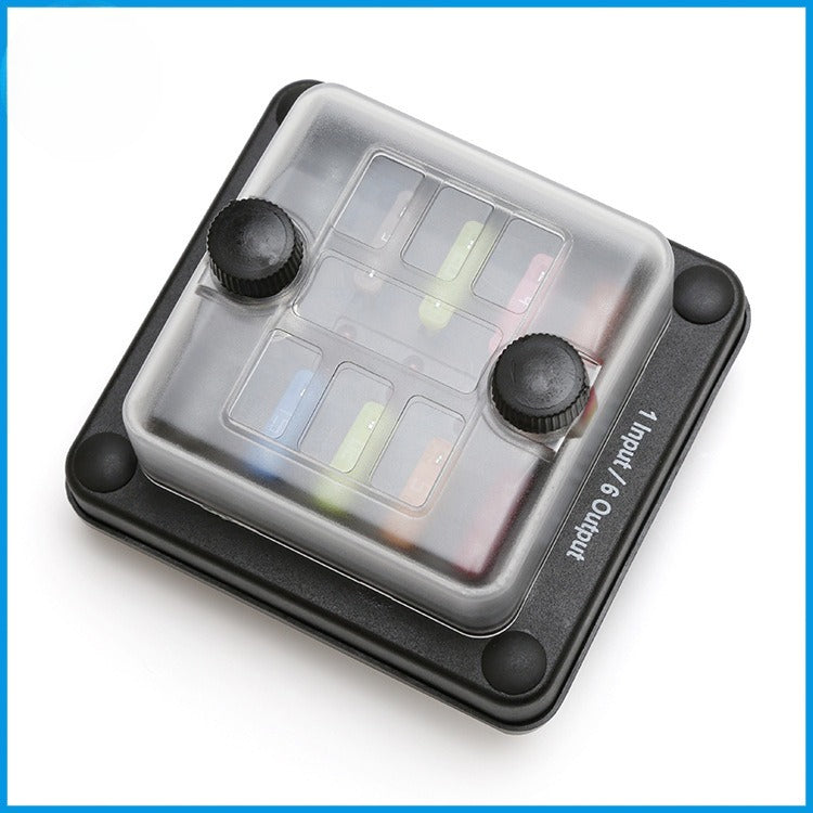 6-Way Waterproof Fuse Block with LED Indicator (1 In 6 Out) - 32V 20A Blade Fuse Box for Marine, Boat, RV, Camper, Truck & Off-Road